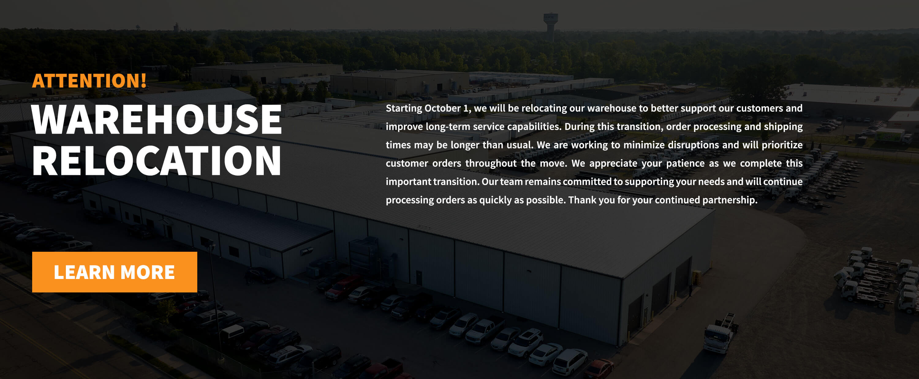 announcement about utilimaster warehouse relocation